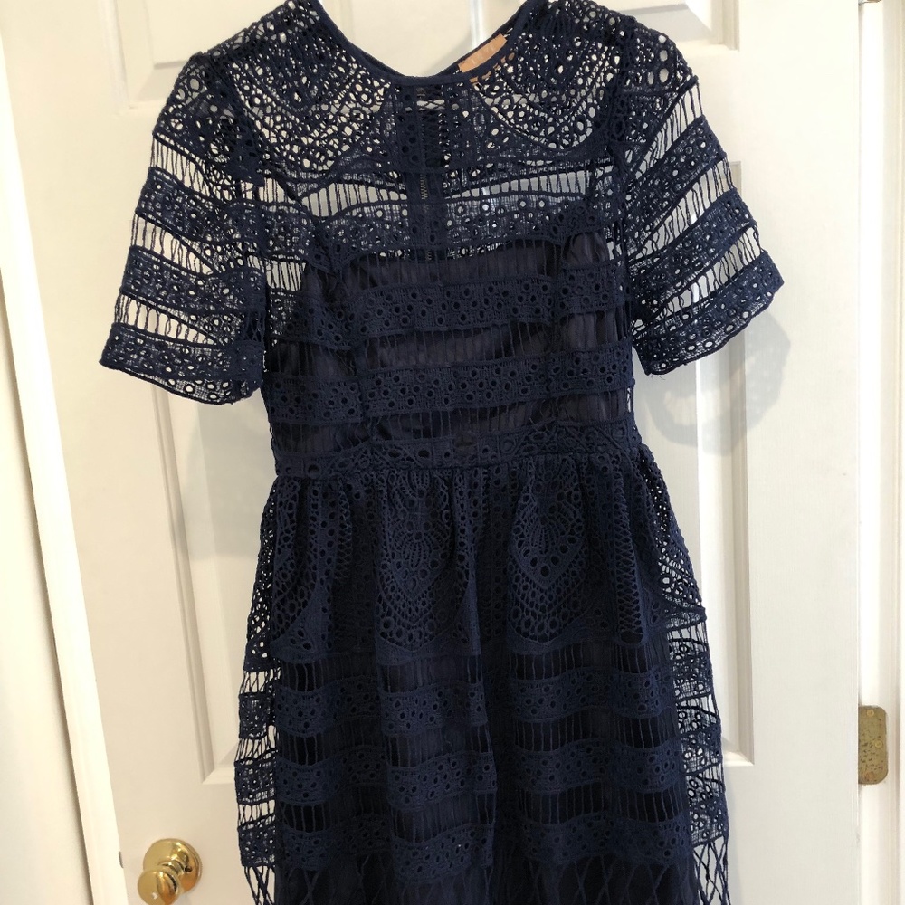 Zara Navy Lace Dress - New, Size 10, runs small
